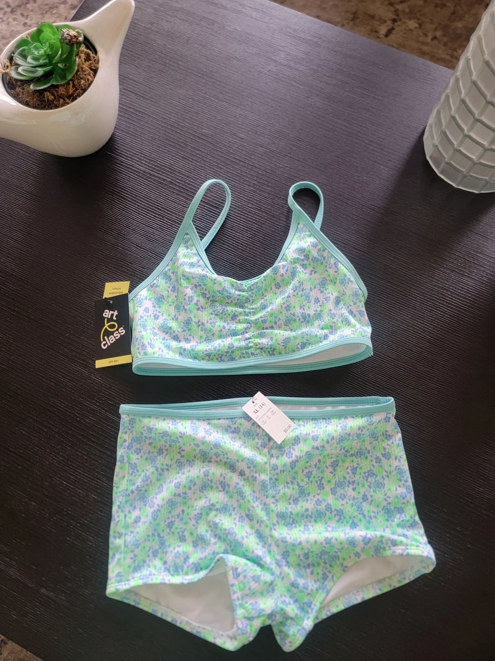 Girls' Vibrant Meadow Bikini Set - art class . Size XL(14)